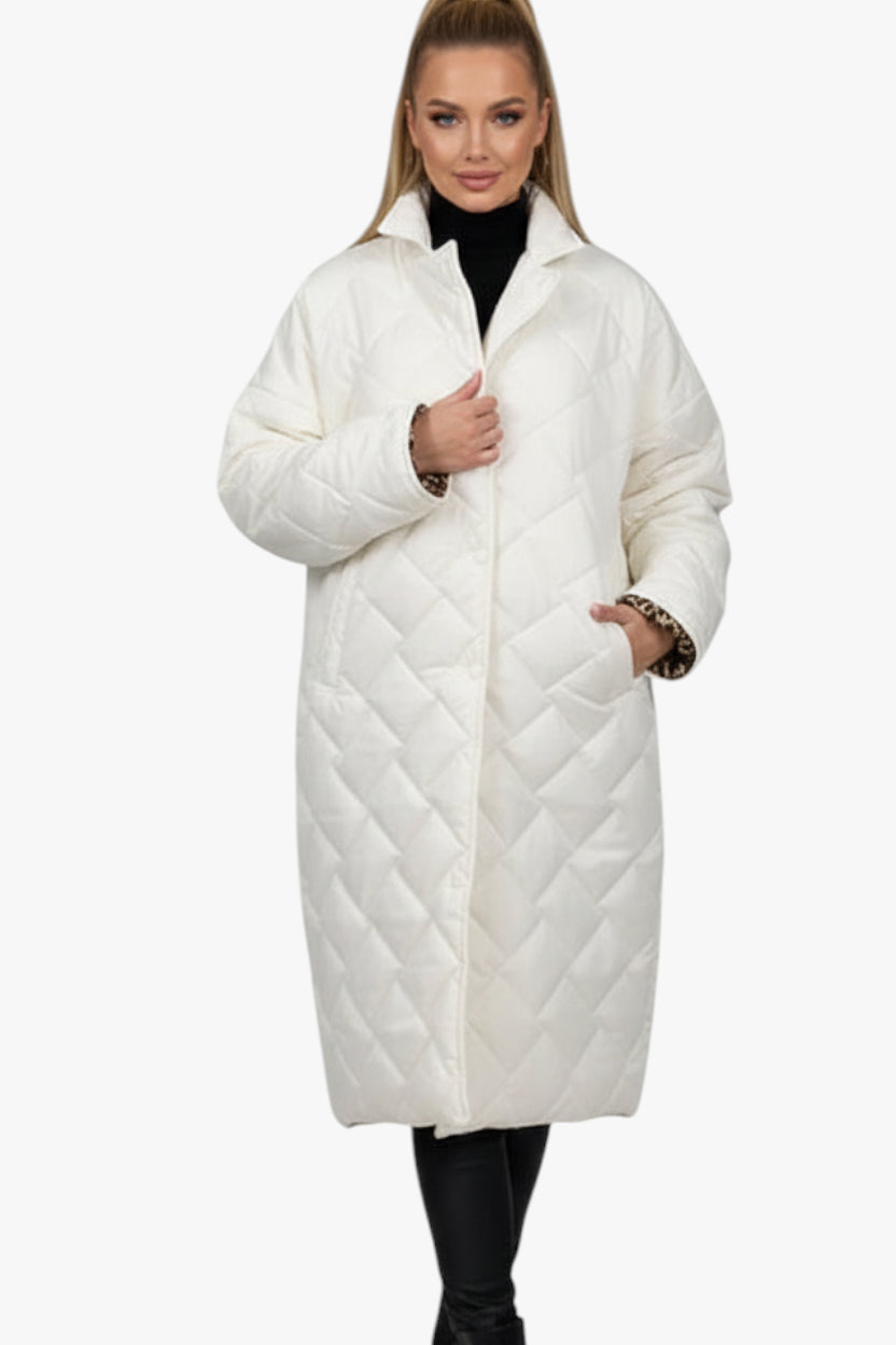 Dame Lang Quiltet Frakke | Vendbar