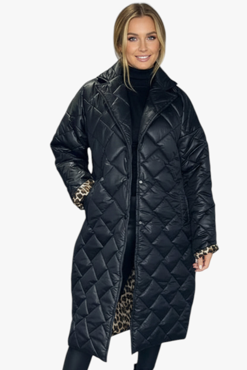 Dame Lang Quiltet Frakke | Vendbar