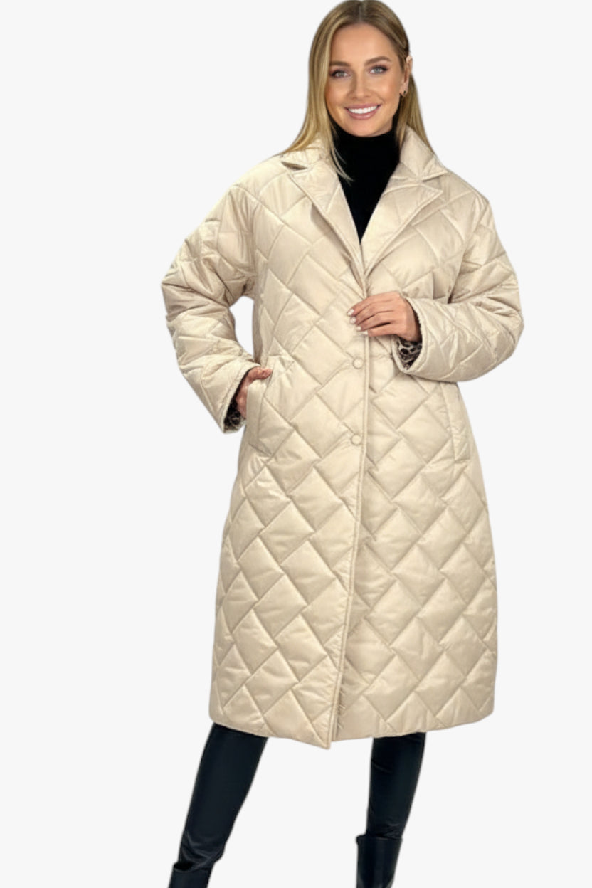 Dame Lang Quiltet Frakke | Vendbar