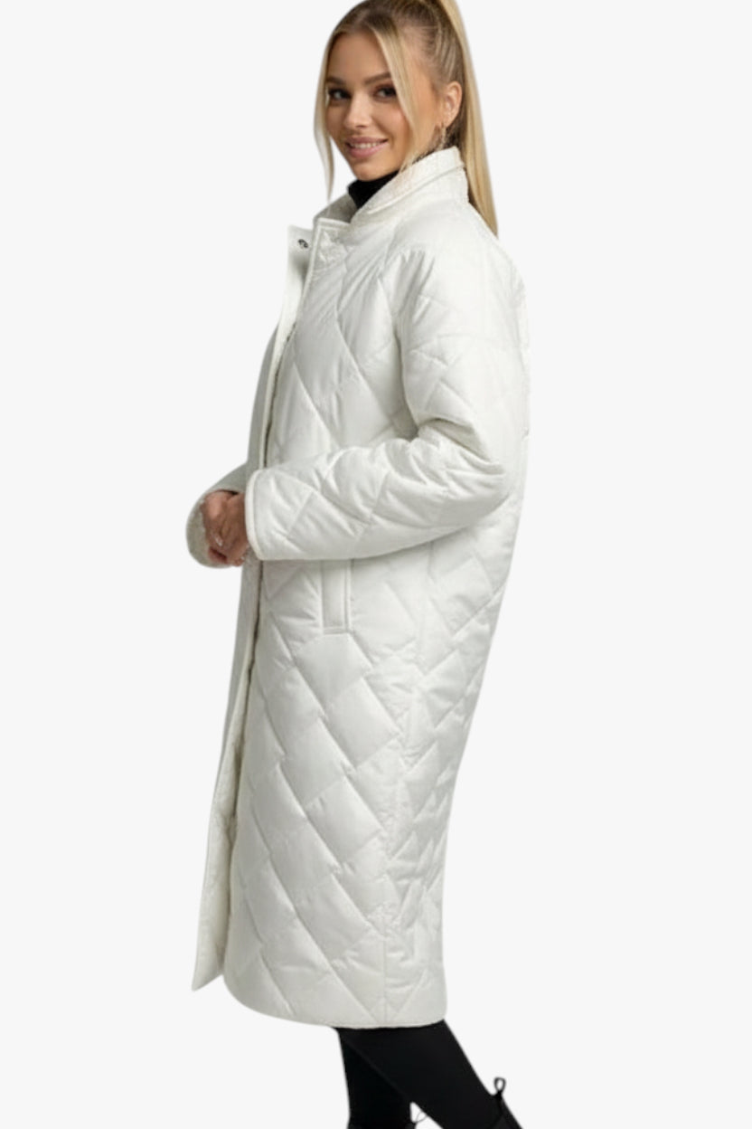 Dame Lang Quiltet Frakke | Vendbar