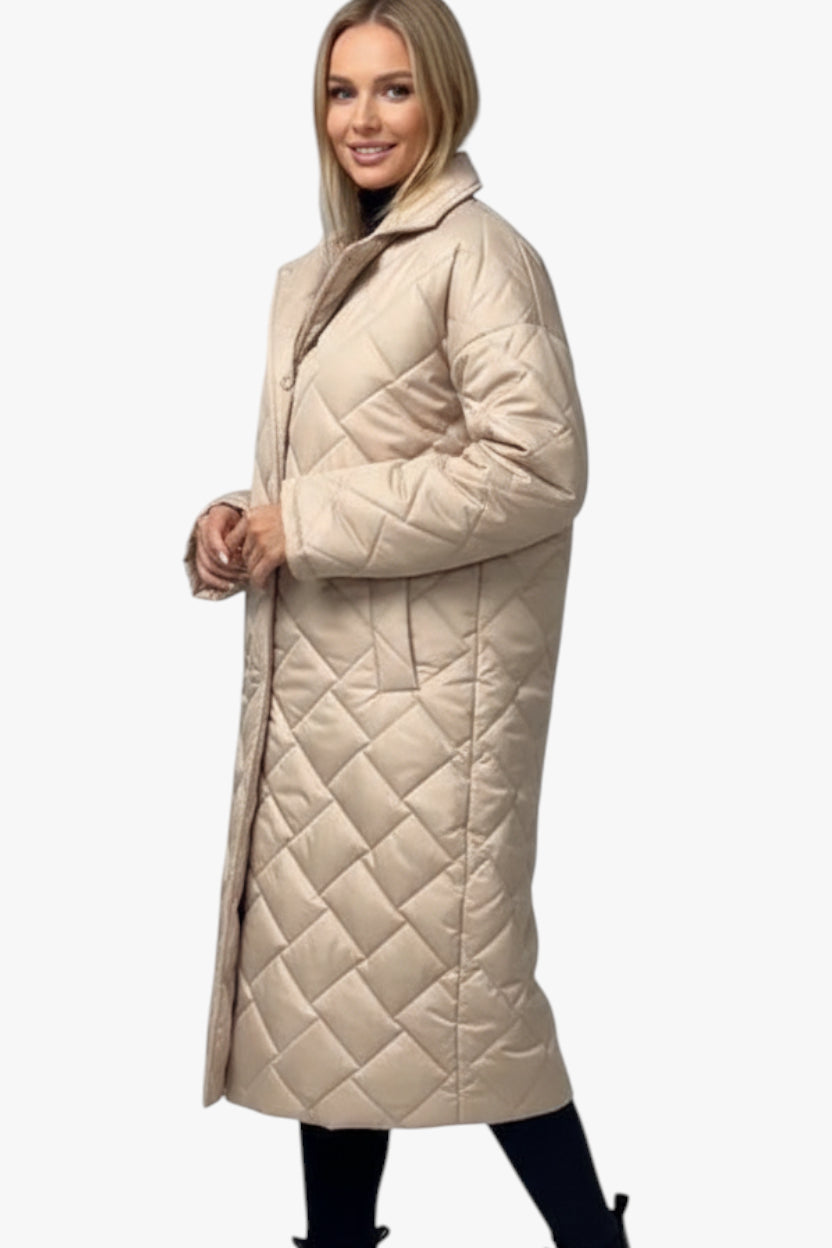 Dame Lang Quiltet Frakke | Vendbar